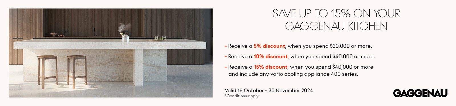 Save Up to 15% On Gaggenau Kitchen When You Spend Over $40,000