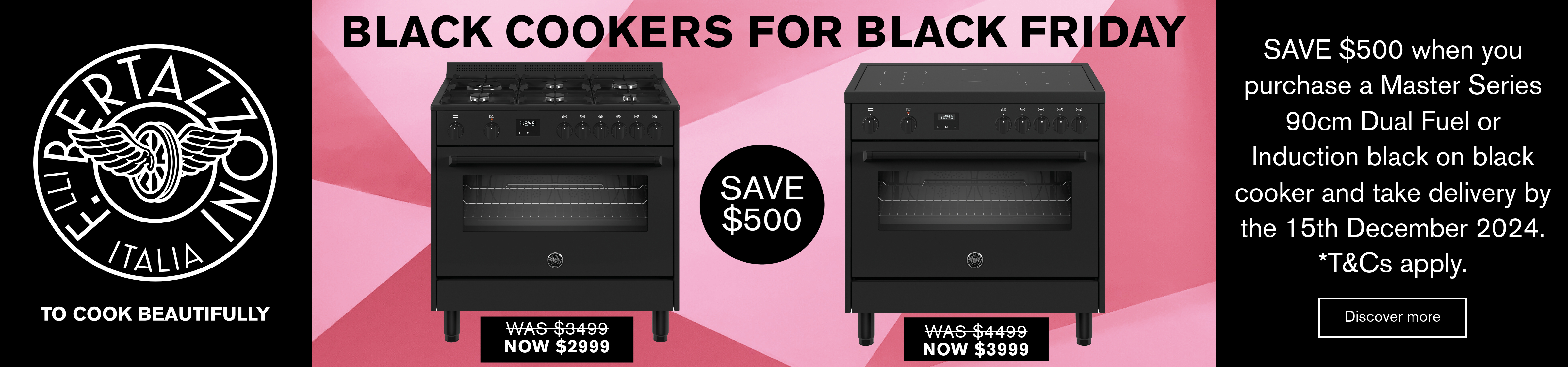 Save $500 On Selected Bertazzoni Black On Black Cookers