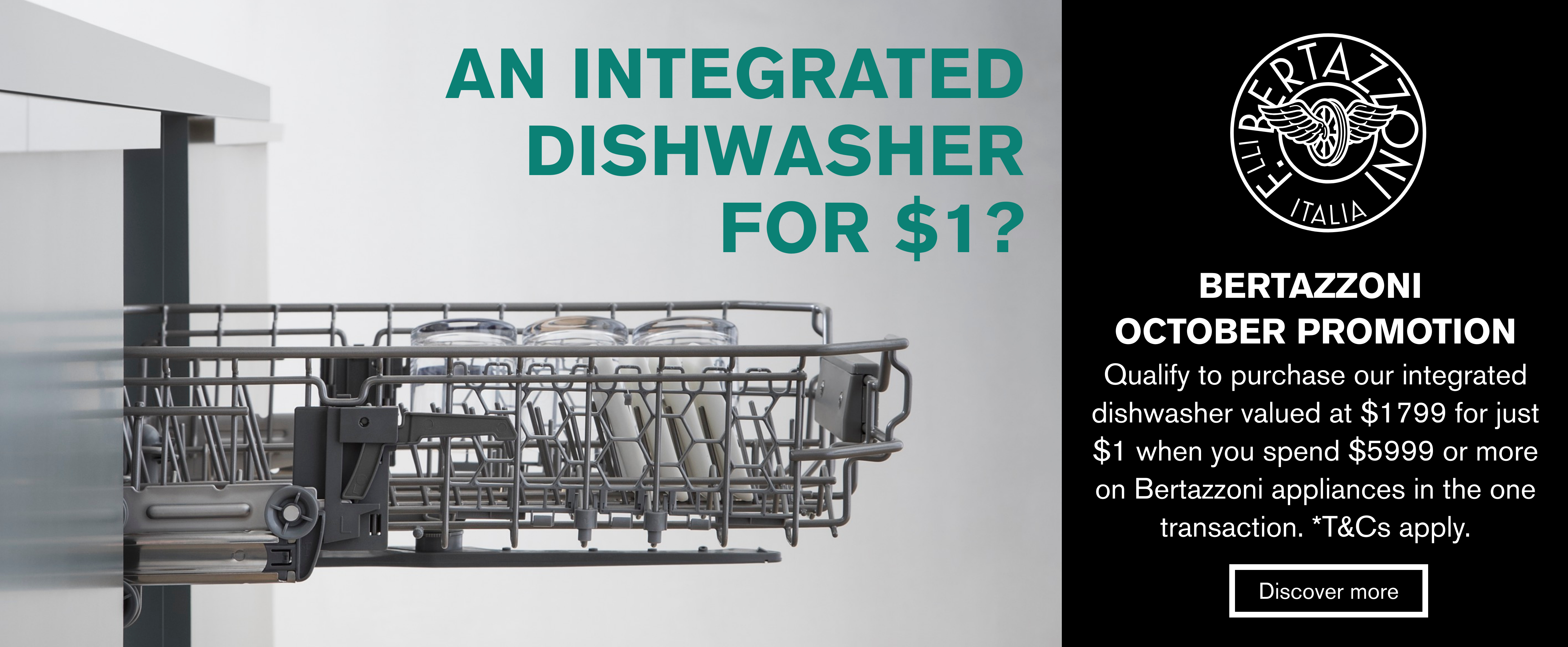 Purchase An Integrated Dishwasher For $1 When You Spend Over $5999 On Bertazzoni Appliances at Elite Appliances