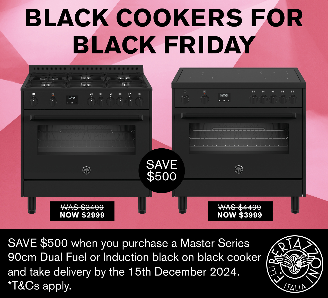 Save $500 On Selected Bertazzoni Black On Black Cookers