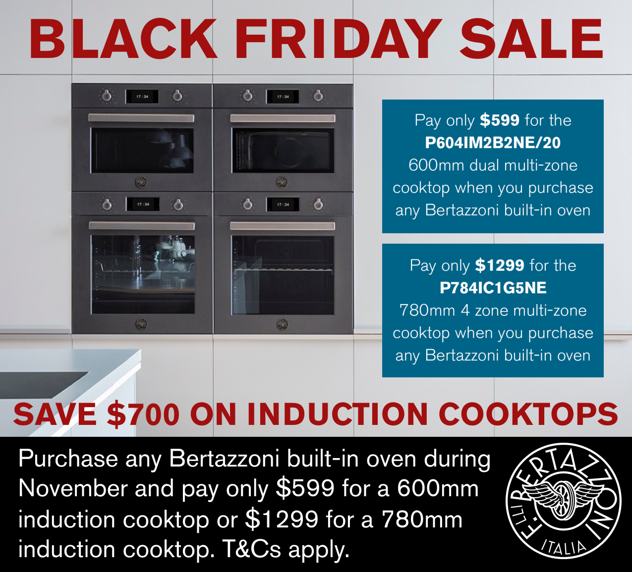 Save On Bertazzoni Built-In Oven And Cooktop Packages