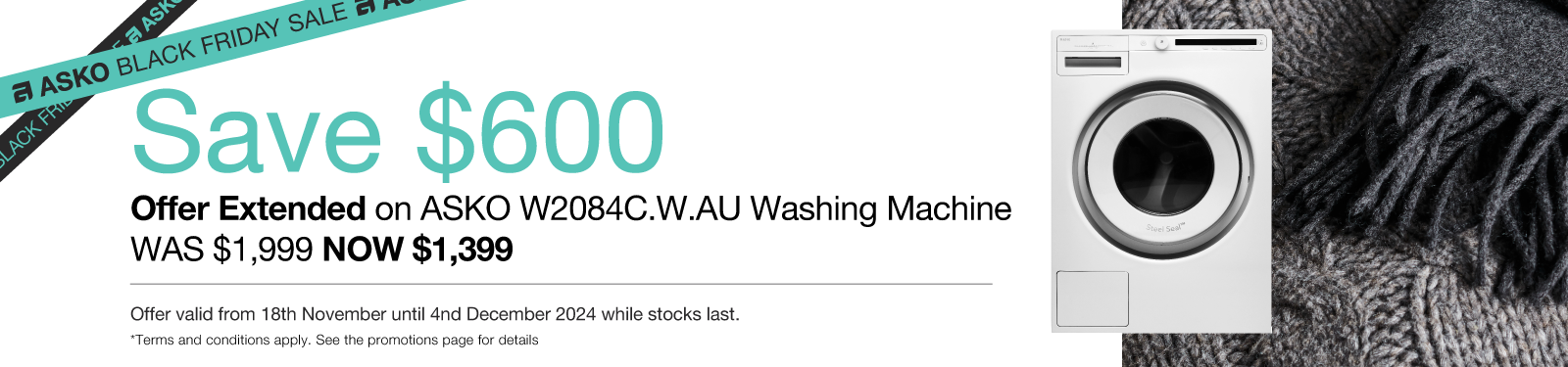 Offer Extended: Save $600* On ASKO W2084CW Front Load Washer