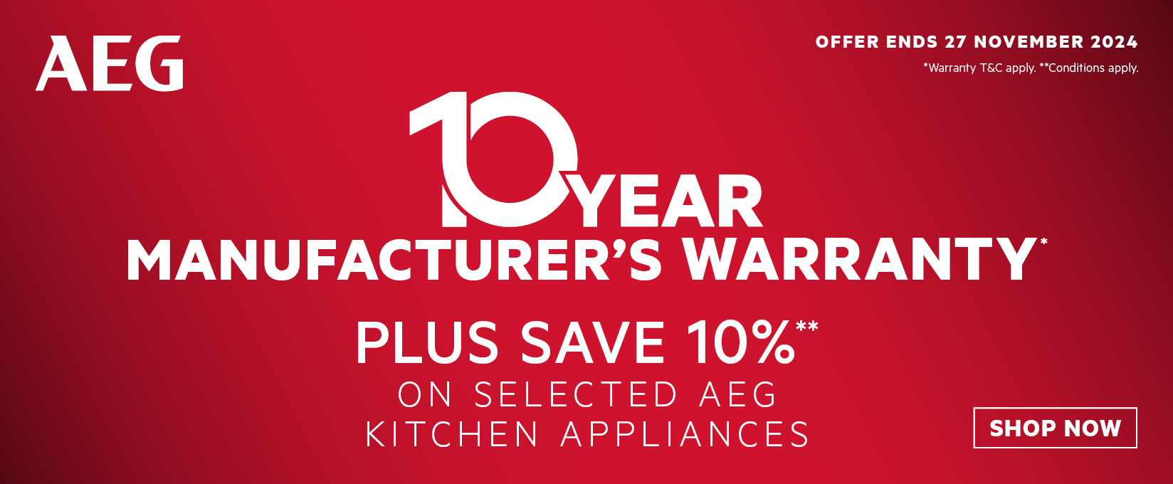 10 Year Warranty Plus Save 10% On Selected AEG Kitchen Appliances at Elite Appliances