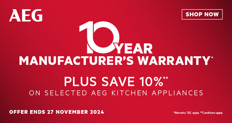 10 Year Warranty Plus Save 10% On Selected AEG Kitchen Appliances at Elite Appliances